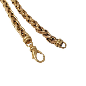 14k Yellow Gold 6mm Box Wheat Link Long Necklace 24"