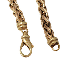14k Yellow Gold 6mm Box Wheat Link Long Necklace 24"