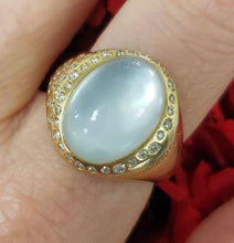 Load image into Gallery viewer, Roberto Coin Oval Moonstone &amp; Diamond Ring 18k Yellow Gold
