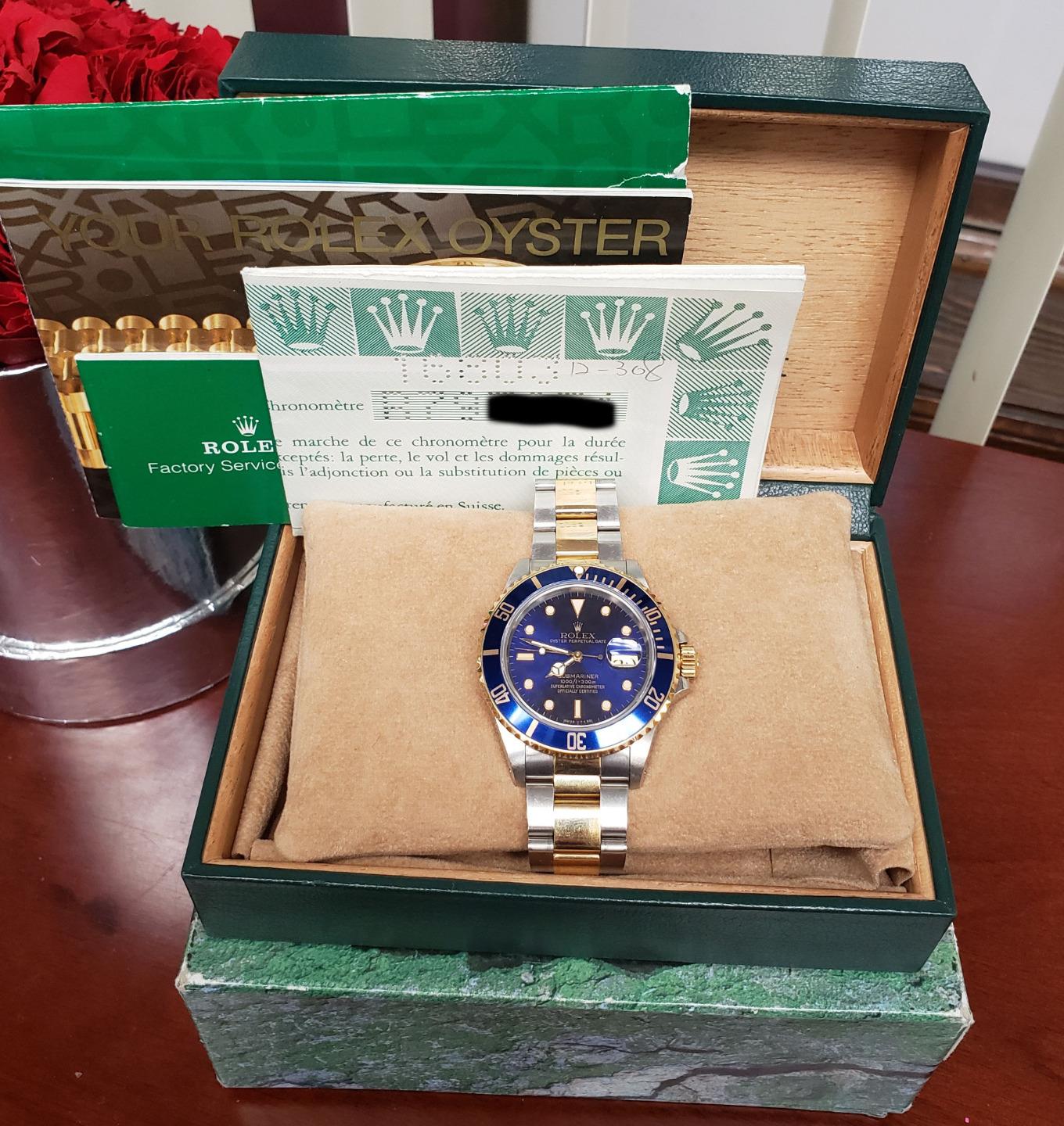1988 Rolex Submariner 40mm Two Tone 18k Gold Steel Blue Dial Bezel A Sumpters Jewelry