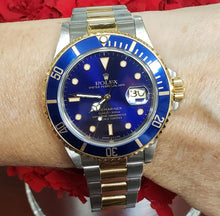Load image into Gallery viewer, 1988 Rolex Submariner 40mm Two Tone 18k Gold &amp; Steel Blue Dial Bezel Auto 16803
