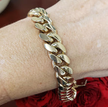 Load image into Gallery viewer, Mens 10k Yellow Gold Solid 11.8mm Cuban Link Concave Bracelet 8&quot;

