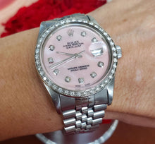 Load image into Gallery viewer, 36mm Rolex Datejust 16030 Stainless Steel Jubilee Band Pink MOP Dial Diamonds
