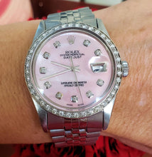 Load image into Gallery viewer, 36mm Rolex Datejust 16030 Stainless Steel Jubilee Band Pink MOP Dial Diamonds

