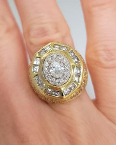 3.00ct Diamond Octagon Shape Ring In 18k 750 Yellow Gold