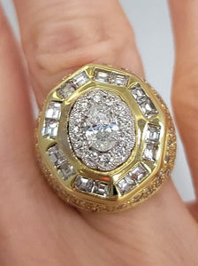 3.00ct Diamond Octagon Shape Ring In 18k 750 Yellow Gold