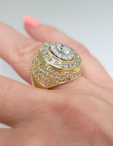 3.00ct Diamond Octagon Shape Ring In 18k 750 Yellow Gold