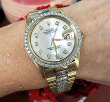 Load image into Gallery viewer, 36mm Vintage 36mm Rolex President Diamond Mother of Pearl Datejust 14k Gold 1601
