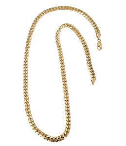 Mens 6mm 14k Yellow Gold Solid Cuban Chain Necklace 22"