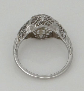 18k White Gold .20ct Diamond Vintage Filigree Ring