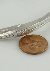 14k White Gold 1 1/2ct Channel Set Diamond Hard Bangle Bracelet