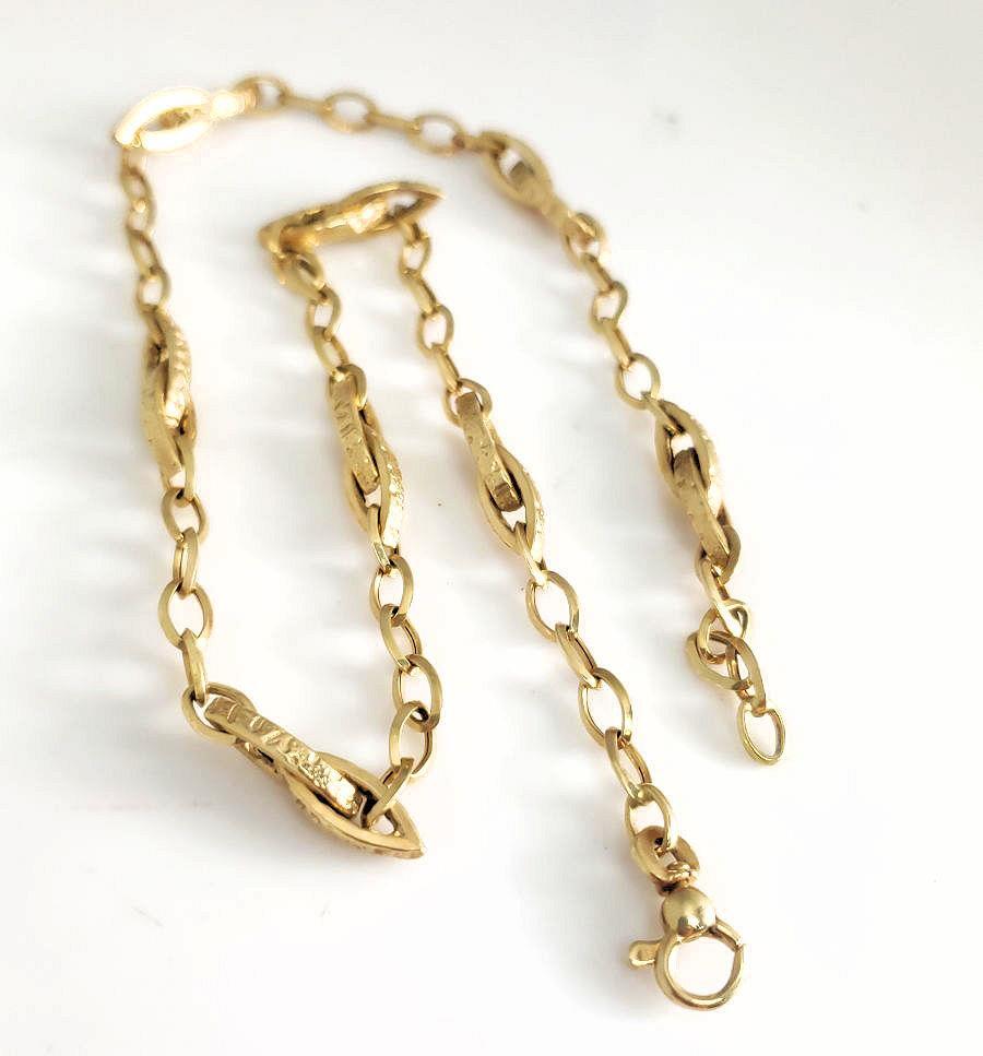 14k Italian Yellow Gold Oval Hollow Link Chain Necklace 18