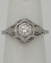 Load image into Gallery viewer, 18k White Gold .20ct Diamond Vintage Filigree Ring
