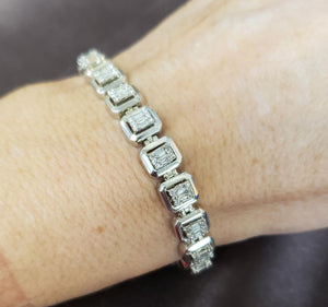 4.00ct T.W. Baguette Square Diamond Tennis Link Bracelet in 10k White Gold