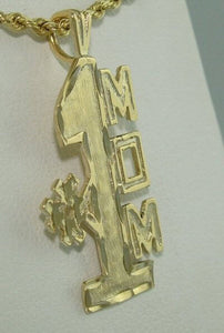 14k Yellow Gold # 1 Mom Diamond Cut Pendant