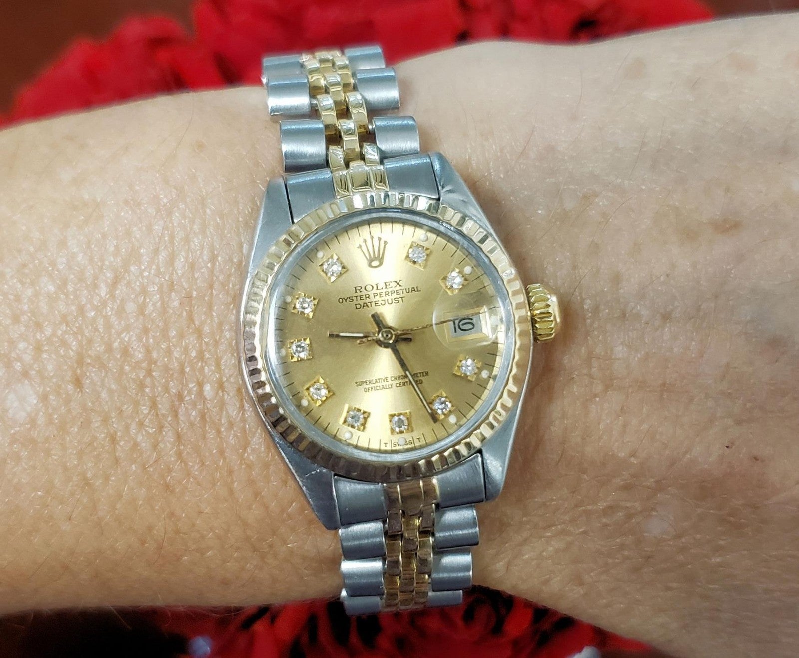 1978 Ladies 26mm Rolex Datejust Two Tone Gold & Steel