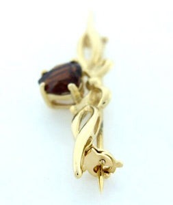 14k Yellow Gold 1.00ct 6mm Heart Garnet January Bow Ribbon Pin Brooch