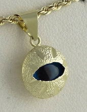 Load image into Gallery viewer, 14k Yellow Gold Blue Black Diamond Cut Eye Pendant
