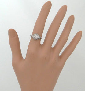 18k White Gold .20ct Diamond Vintage Filigree Ring