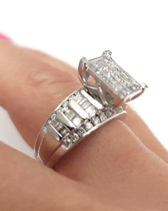 1.50ct T.W. PRINCESS DIAMOND RECTANGLE FRAME ENGAGEMENT RING in 10K GOLD