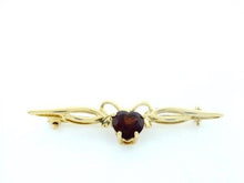 Load image into Gallery viewer, 14k Yellow Gold 1.00ct 6mm Heart Garnet January Bow Ribbon Pin Brooch
