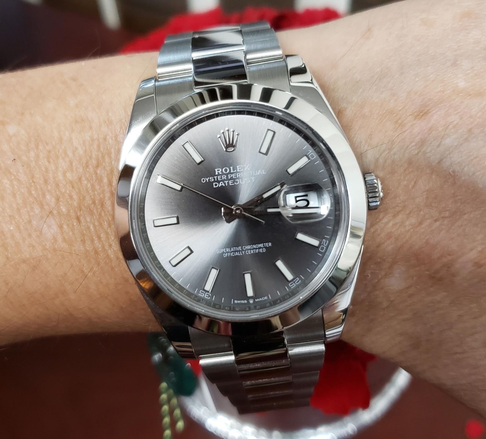Wrist Date Just Rhodium Rolex Watch Rolex Datejust 41mm Fluted