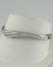 Load image into Gallery viewer, 14k White Gold 1 1/2ct Channel Set Diamond Hard Bangle Bracelet
