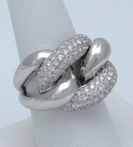 LADIES 18K WHITE GOLD 2.12CT DIAMONDS CABLE LINK STATEMENT DOME RING SI1-2 7 1/2