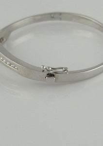 14k White Gold 1 1/2ct Channel Set Diamond Hard Bangle Bracelet