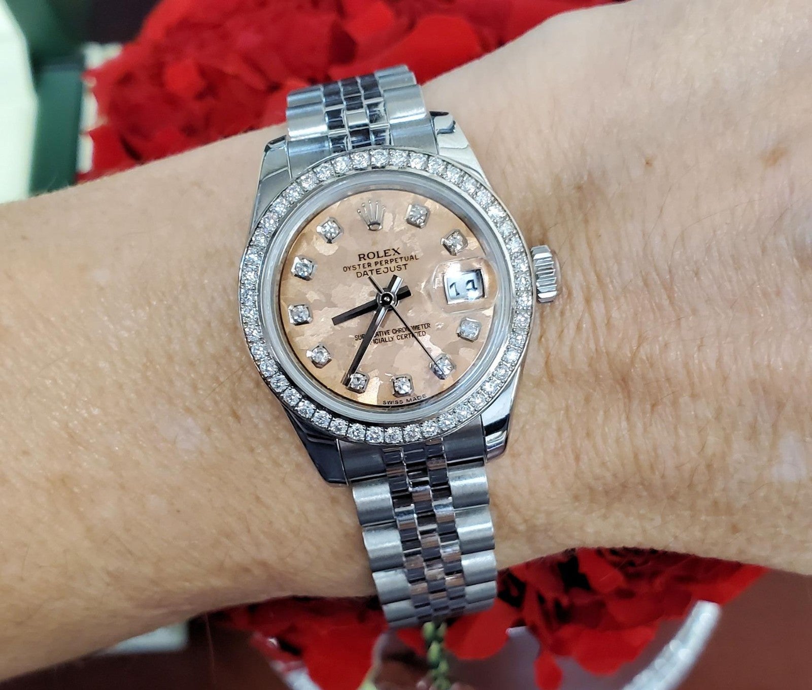 Rolex Datejust 26mm 179384 Ladies Steel Gold Crystal Diamond Dial