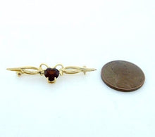 Load image into Gallery viewer, 14k Yellow Gold 1.00ct 6mm Heart Garnet January Bow Ribbon Pin Brooch
