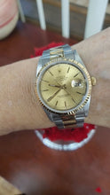Load and play video in Gallery viewer, Rolex Datejust 36mm Two Tone 18k/SS Champagne Dial Stick Oyster 16203 Auto 1996
