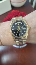 Load and play video in Gallery viewer, Rolex DayDate President 1803 36mm 18K Yellow Gold Black Custom Diamond Dial 197
