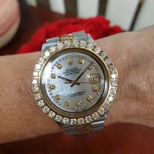 Load and play video in Gallery viewer, 36mm Rolex Datejust 1971 Two Tone 18k Stainless Jubilee MOP Diamond Bezel 1601
