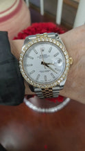 Load and play video in Gallery viewer, 41mm Rolex Datejust Two Tone Auto 18k/SS Jubilee White Dial Diamond Bezel 126333
