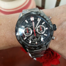 Load and play video in Gallery viewer, 45mm Tag Heuer Carrera Stainless Steel Skeleton Black Dial Automatic Watch CBG2A10
