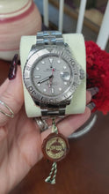 Load and play video in Gallery viewer, Complete Rolex Yacht-Master 40mm 16622 Steel Platinum Bezel Dial Boxes Papers

