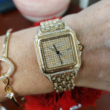 Load and play video in Gallery viewer, Cartier Panthere 18k Yellow Gold Diamond Dial &amp; Band Quartz Watch WGPN0009
