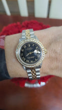 Load and play video in Gallery viewer, 1988 Rolex Datejust 26mm Two Tone 18k Jubilee Black Roman Diamond Bezel 69173
