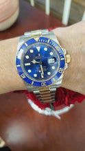 Load and play video in Gallery viewer, Rolex Submariner 40mm 116613LB TwoTone Blue Dial Ceramic Bezel 2015 Box &amp; Card
