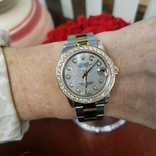 Load and play video in Gallery viewer, 31mm Rolex Datejust Two Tone 18k Stainless Steel Oyster MOP Diamond Dial 68273
