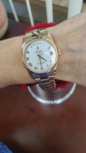 Load and play video in Gallery viewer, Rolex DayDate 36mm 118205 18K Rose Gold White Roman Dial Automatic Oyster 2001
