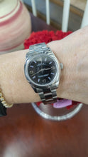 Load and play video in Gallery viewer, Ladies 31mm Rolex Oyster Perpetual SS Oyster Arabic Automatic Black Dial 177200
