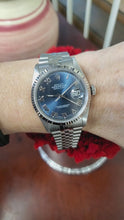Load and play video in Gallery viewer, Rolex Datejust 36mm Steel Jubilee 18k White Gold Fluted Blue Roman Dial 16234
