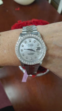 Load and play video in Gallery viewer, 36mm Rolex Datejust Stainless Steel Jubilee Mother of Pearl Diamond Bezel 16220
