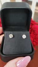 Load and play video in Gallery viewer, 1.00ct Round Natural Diamond Brilliant Cut Studs Earrings in 14k White Gold
