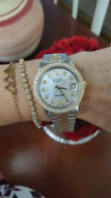 Load and play video in Gallery viewer, Rolex Date 34mm 15000 White Diamond Dial TwoTone Jubilee Diamond Bezel 15000
