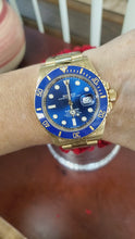 Load and play video in Gallery viewer, Rolex Submariner 41mm 126618LB 18k Yellow Gold Blue Dial Ceramic Bezel 2020 Card
