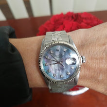 Load and play video in Gallery viewer, 36mm Rolex 1978 Datejust Oyster Perpetual Stainless Jubilee MOP Diamond 16014
