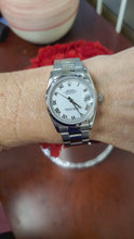 Load and play video in Gallery viewer, 31mm 1997 Rolex Datejust 68240 White Roman Dial Oyster Quick Set Auto Steel
